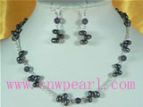6-7mm top drilled freshwater pearl jewelry necklace&earrings set